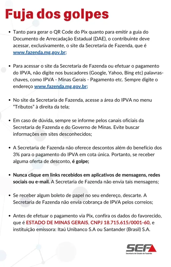 IPVA 2025, GOVERNO DE MINAS APRESENTA CALENDÁRIO DE VENCIMENTOS